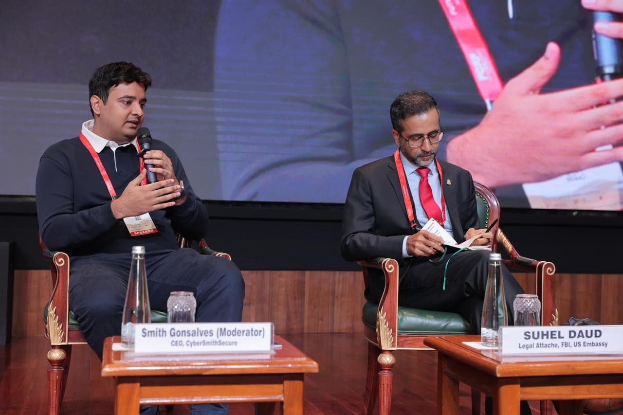 Smith Gonsalves moderating alongside Suhel Daud, Legal Attaché, FBI, US Embassy